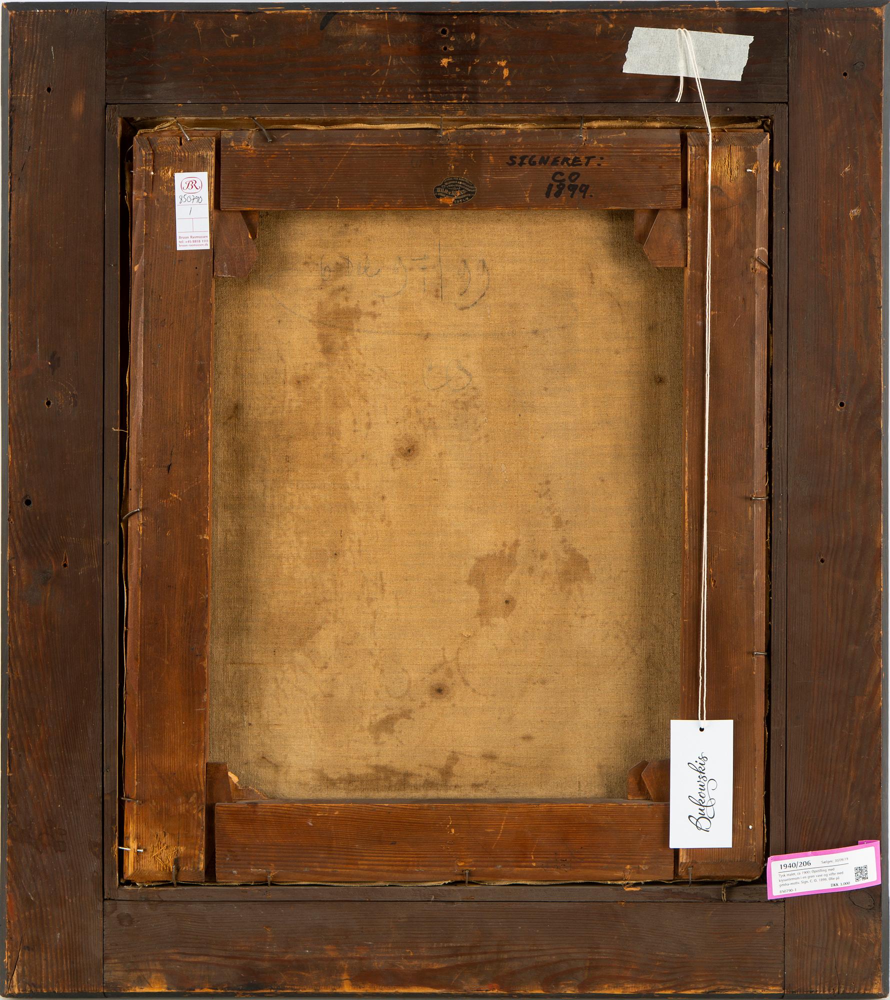 UNIDENTIFIED ARTIST, oil on canvas, signed and dated, probably CO 1899.