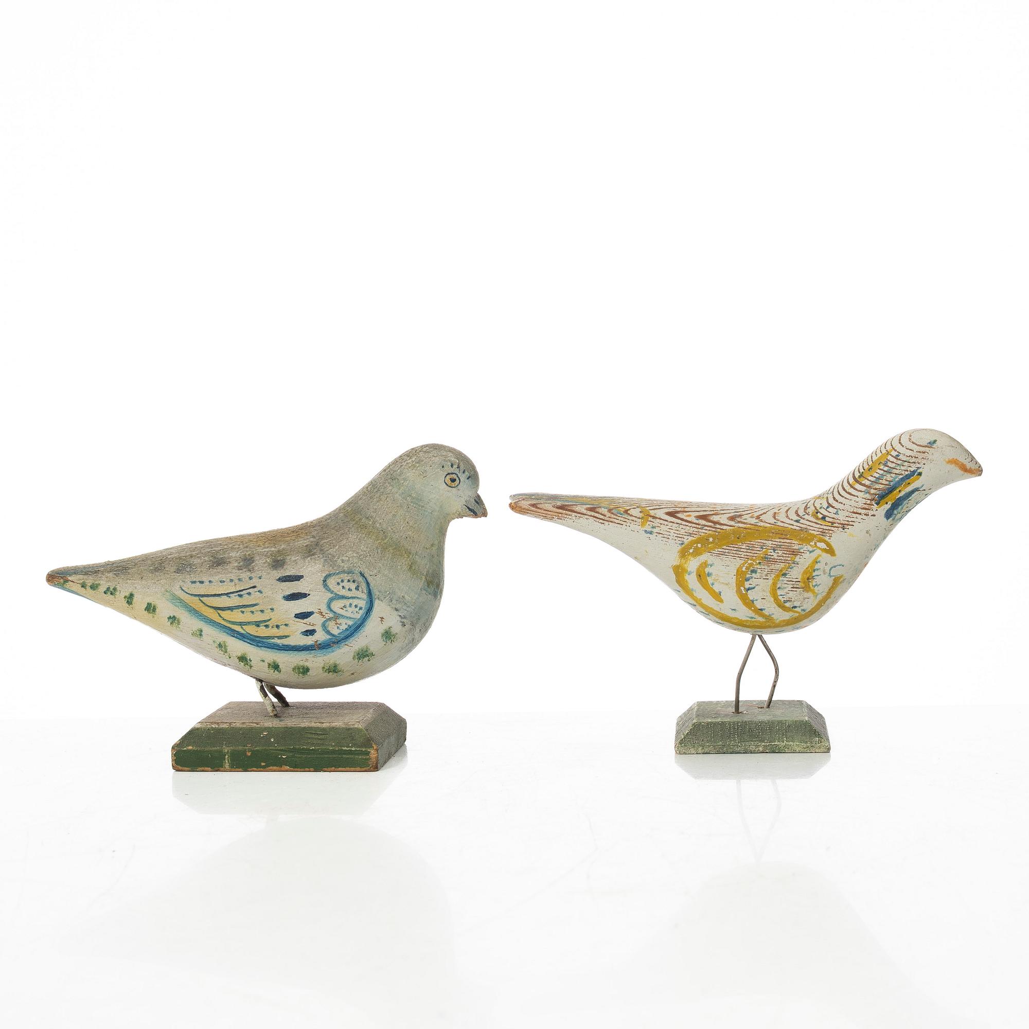 Birds, 2 pcs, folk art, early 20th century.