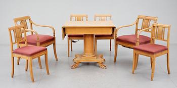 SALONGSGRUPP, 7 delar, Karl Johanstil, 1800/1900-tal.