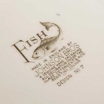 SERVIS, 14 delar, "Fish", Johnson bros England, flintgods, 1900-talets andra hälft.