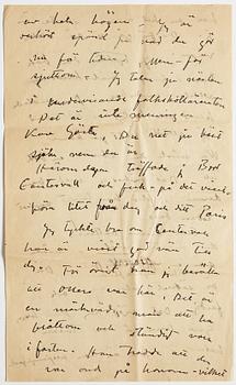 LETTER, from Carl Kylberg in Gothenburg to GAN (Gösta Adrian-Nilsson) in Paris, dated 5.12.(19)22. Envelope enclosed.
