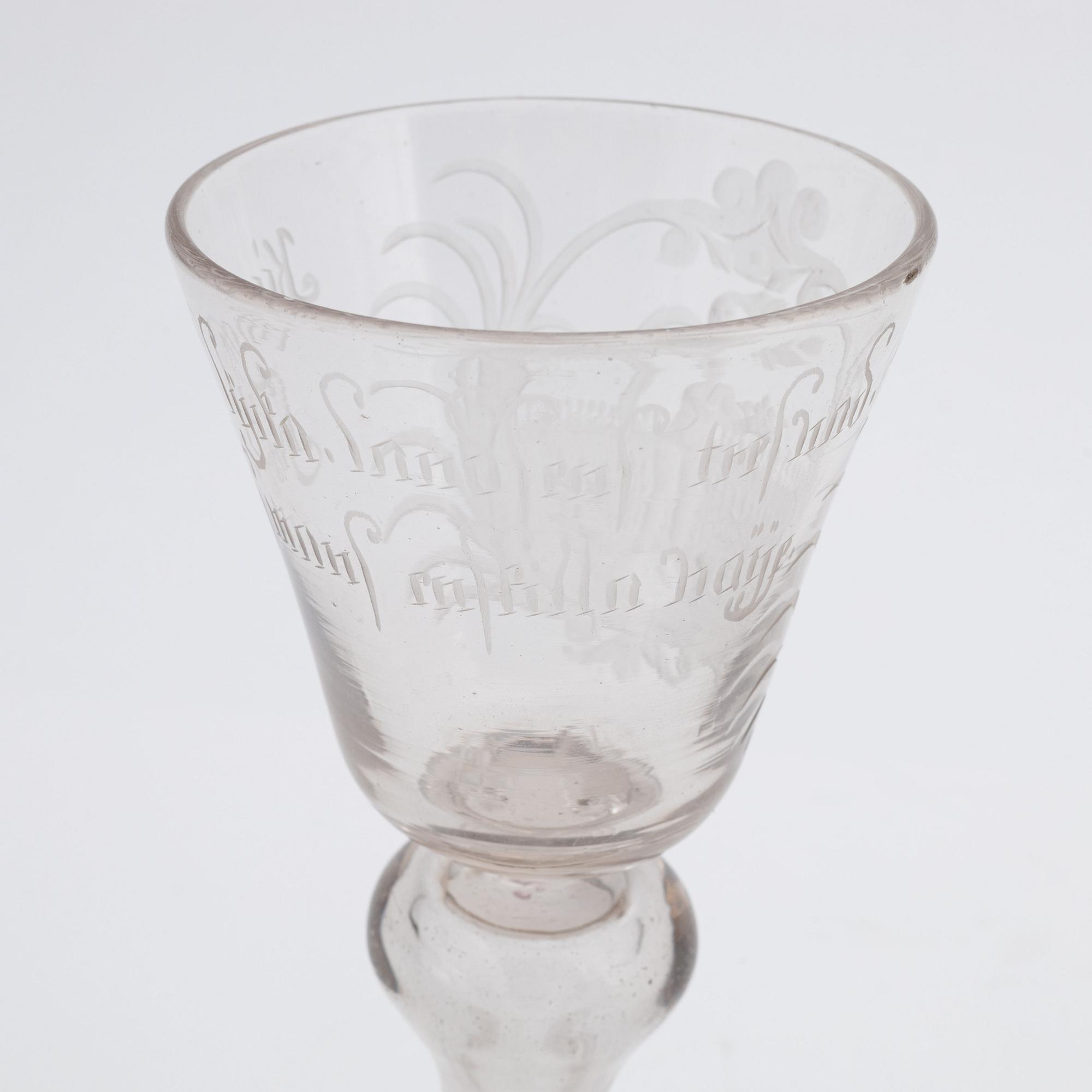 An 18th Century presumably German wine glass.
