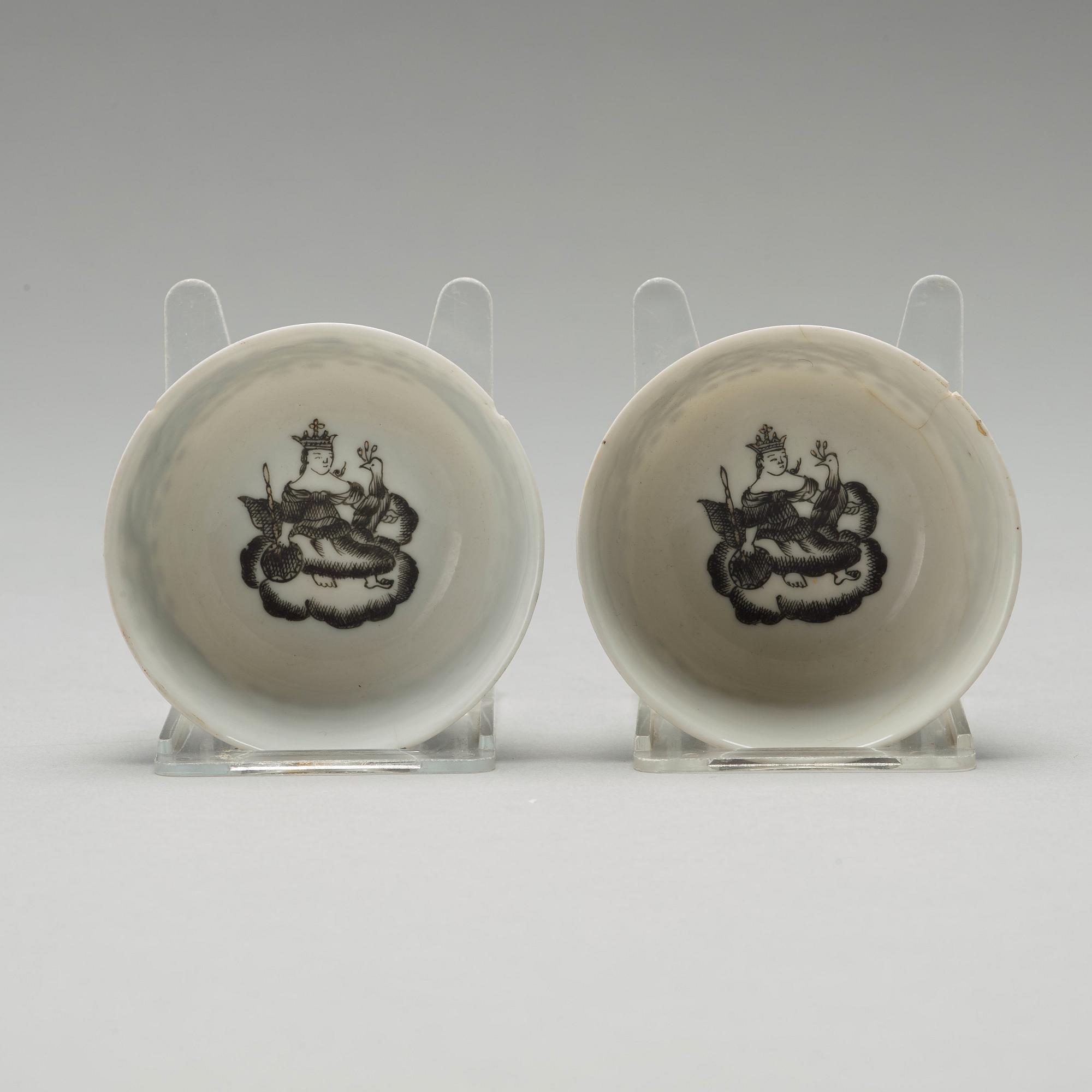 A six part grisaille tea service, Qing dynasty, Qianlong (1736-1795).