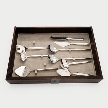 Tapio Wirkkala, Bestickuppsättning "Marski", 98 delar, sterlingsilver, Kultakeskus, Tavastehus 1988. I originalschatull.