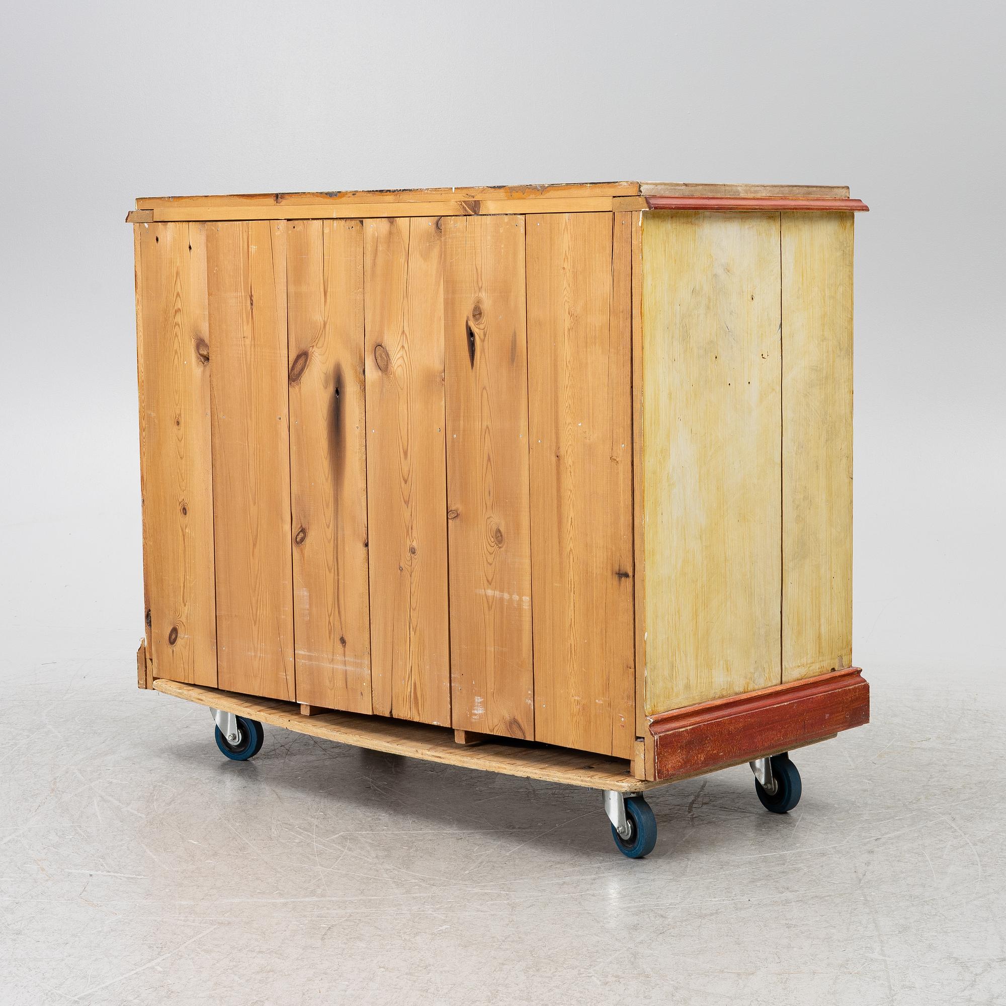 A painted spice-cabinet, first part 19th century.
