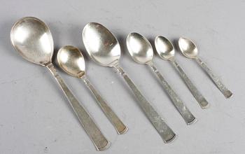 BESTICK, 126 delar, silver, "Rosenholm", GAB, 1950/60-tal. Vikt c:a 5.000 g.