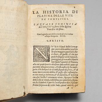 BOOK, Platina’s Papal history in Italian, 1583.