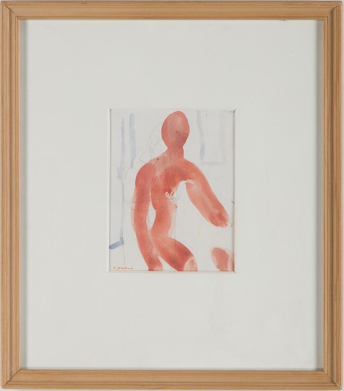 OLLE NYMAN, 3 pcs, mixed media on paper/plastic foil, signed.