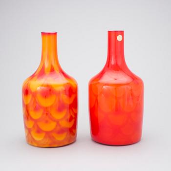 A pair of Elme Glasbruk glass vases, 1960's.