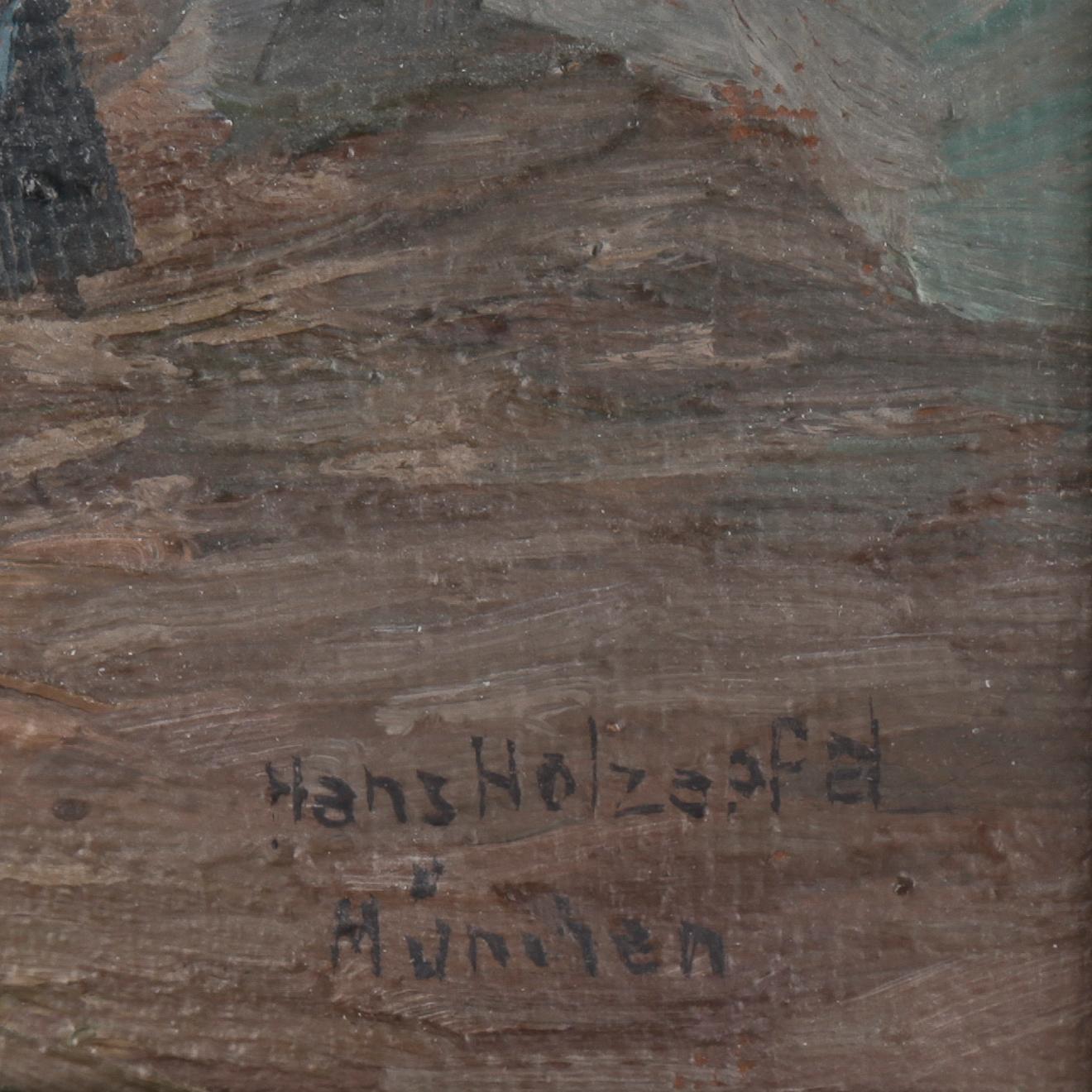 HANS HOLZAPFEL, Tyskland. Signerad Hans Holzapfel München. Oljemålning på duk.