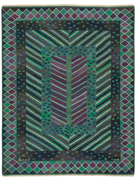 Marianne Richter, A CARPET. "Granen, grön". Tapestry weave. 198 x 155,5  cm. Signed AB MMF MR.