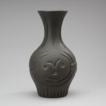 A Pablo Picasso faience vase,  "Vase gravé noir", Madoura Vallauris, France 1953.