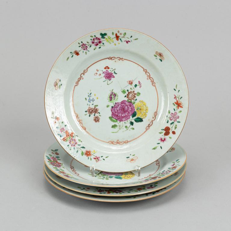 A set of six (4+2) famille rose dishes, Qing dynasty, Qianlong (1736-95).