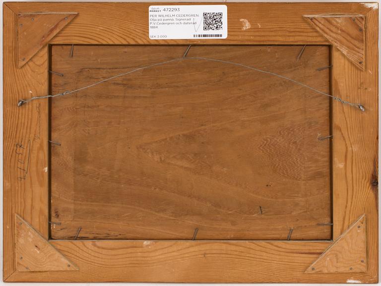 PER WILHELM CEDERGREN. Olja på pannå. Signerad P.V.Cedergren och daterad 1884.