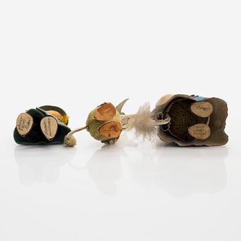 Muumihahmoja. 3 kpl, Hemuli, Nuuskamuikkunen ja Nipsu, Ateljée Fauni, 1950/60-luku.