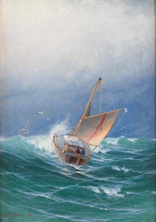 Ludvig Richarde, Ships in a Stormy Sea.