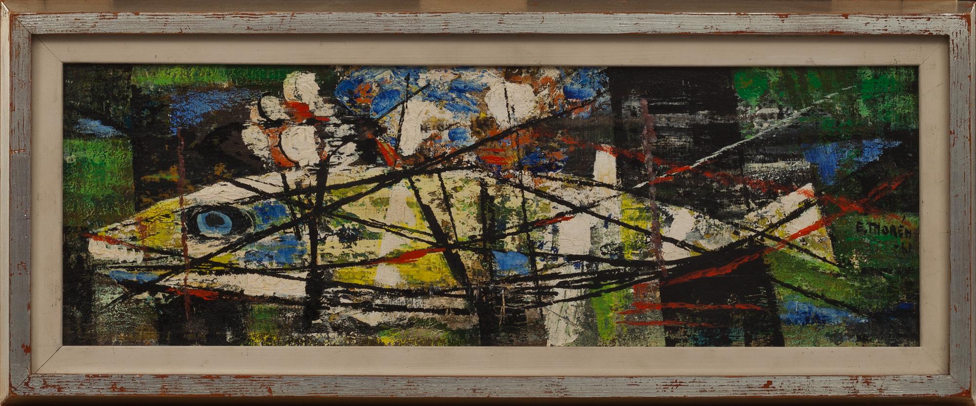 ESAIAS THORÉN, oljemålning på pannå, signerad och daterad -61.