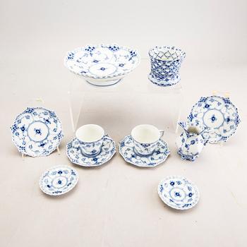 Servis, 11 dlr Musselmalet helblonde Royal Copenhagen porslin ca 1970.