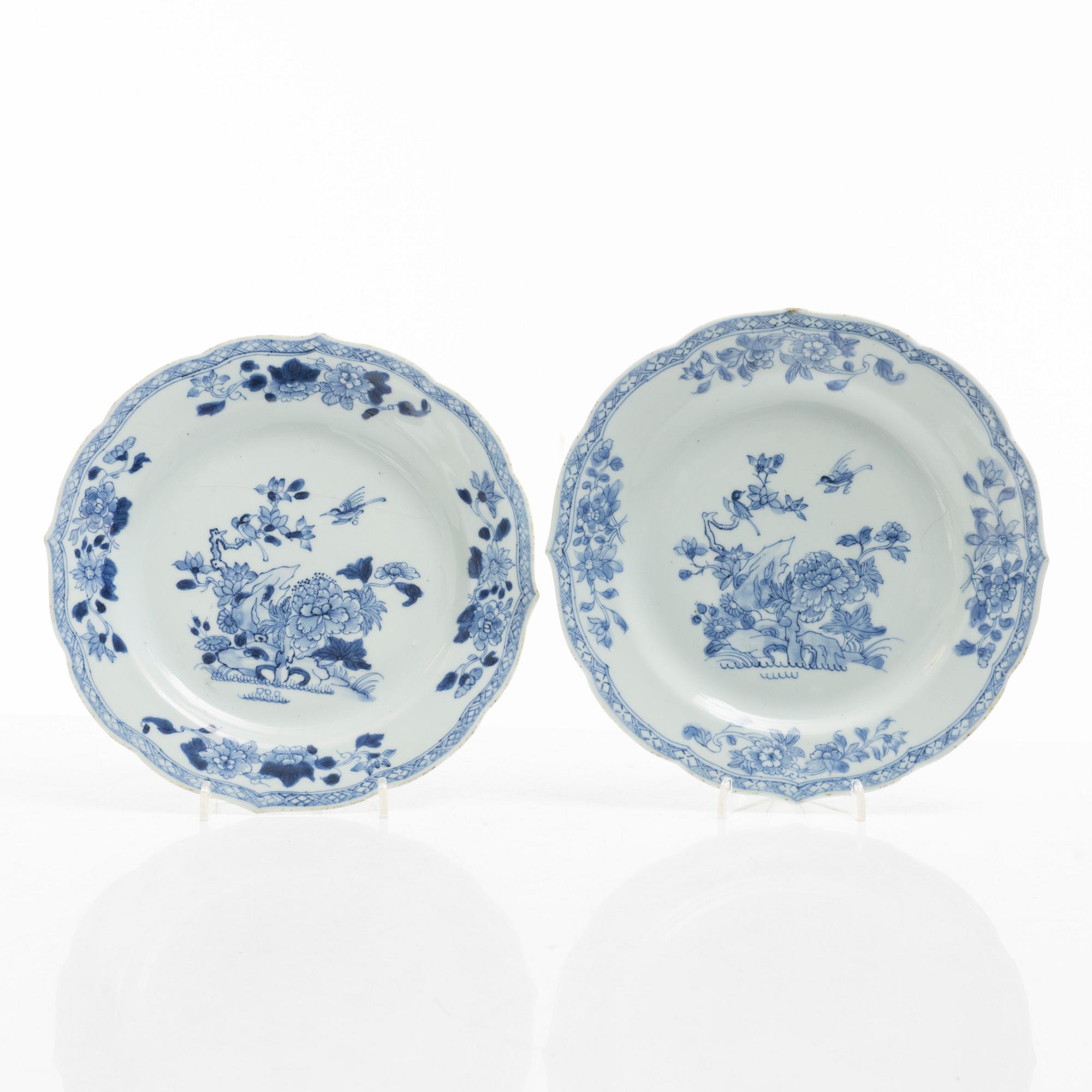 Tallrikar, 4 st, porslin, Kina, 1700/1800-tal.