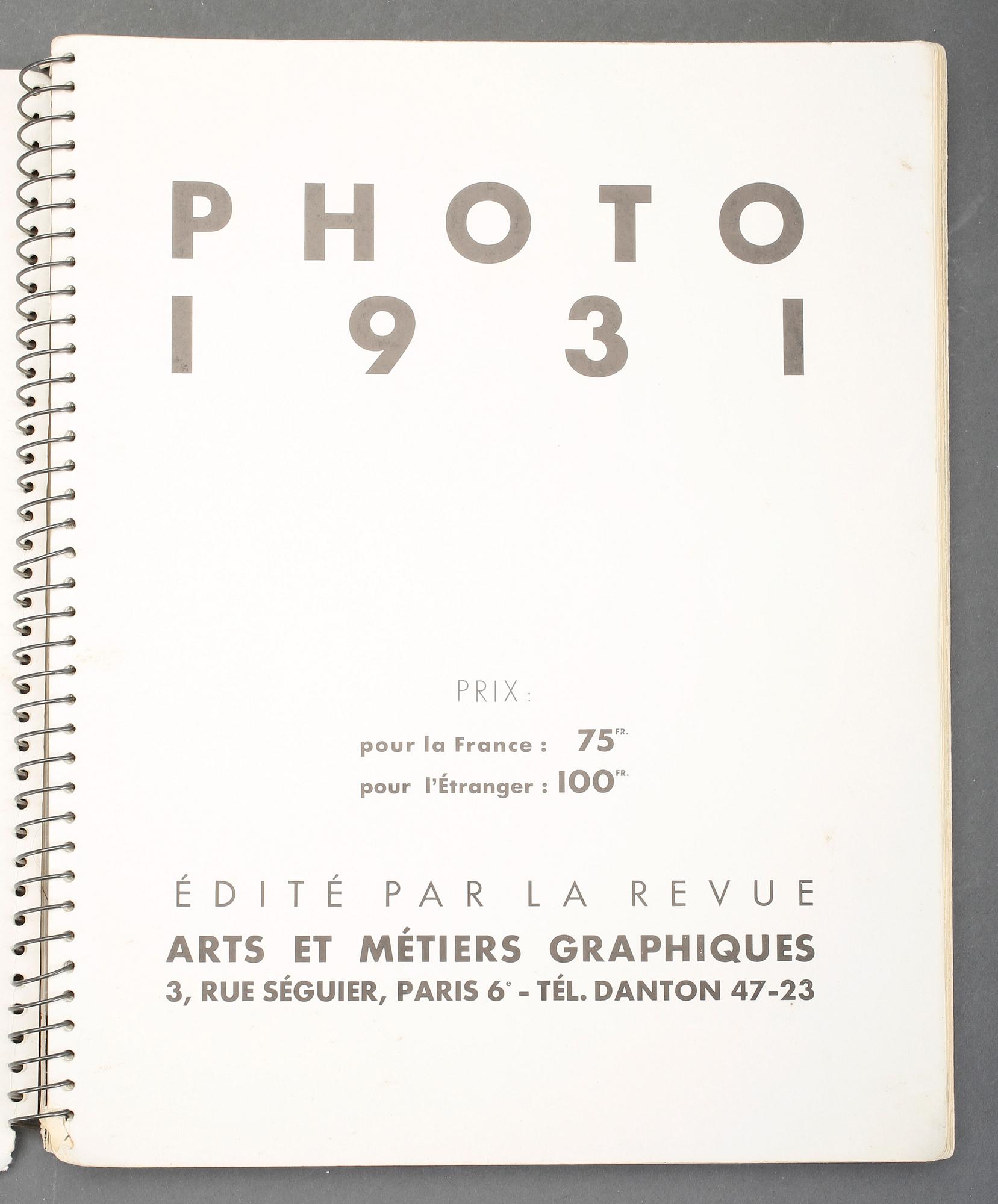 FOTOBÖCKER, 3 st, Photo Graphie, 1931, 1935, 1936, Edition des Arts et Métiers Graphiques, Paris.