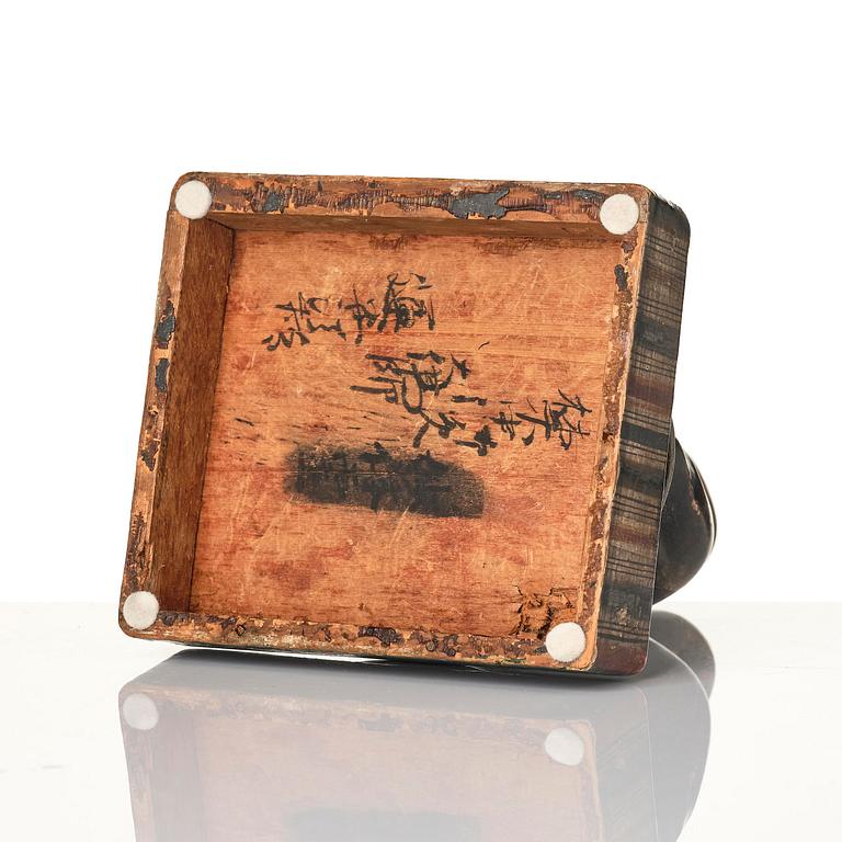 A painted and lacquered wooden sculpture of a monk, Japan, 19th century.