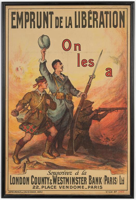 Firmin-Bouisset, a vintage lithographic poster, Imprimerie de Vaugirard, Paris, Frankrike, 1918.