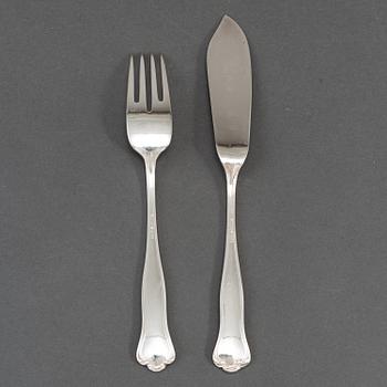 GAB, fiskbestick, 18+18 st, silver, modell "Kungsholm",  Stockholm 1971.