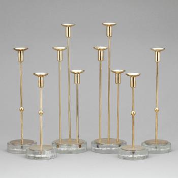 LJUSSTAKAR, 6 stycken, Gunnar Ander, Ystad metall ,1900-tal.