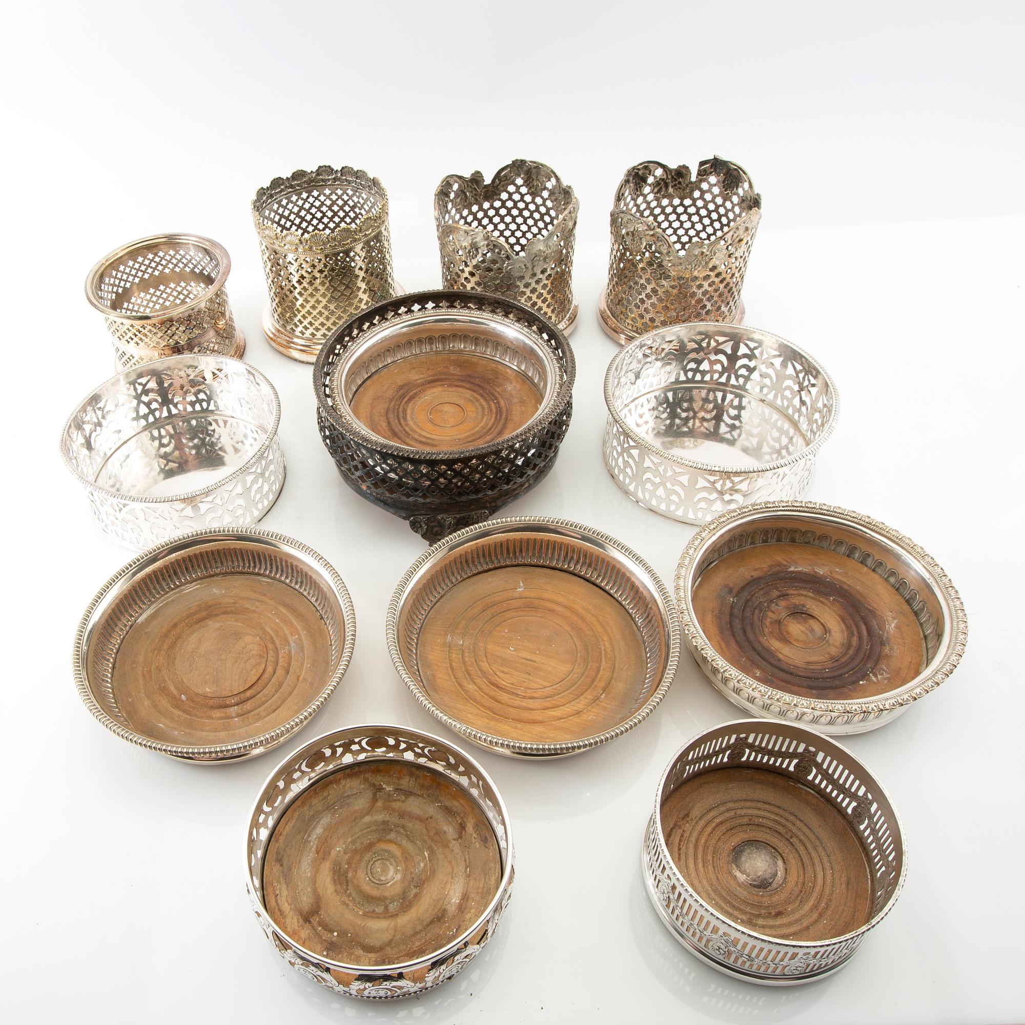 Coasters 13 pcs of silver plate early 20th century.