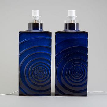 CARI ZALLONI, a pair of 1960's/70s ceramic 'Zyklon' table lights for Steulet & Co, Germany.