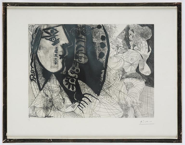 Pablo Picasso, "Couple: Femme et homme-chien, avec femme à la fleur", from: Series 156.