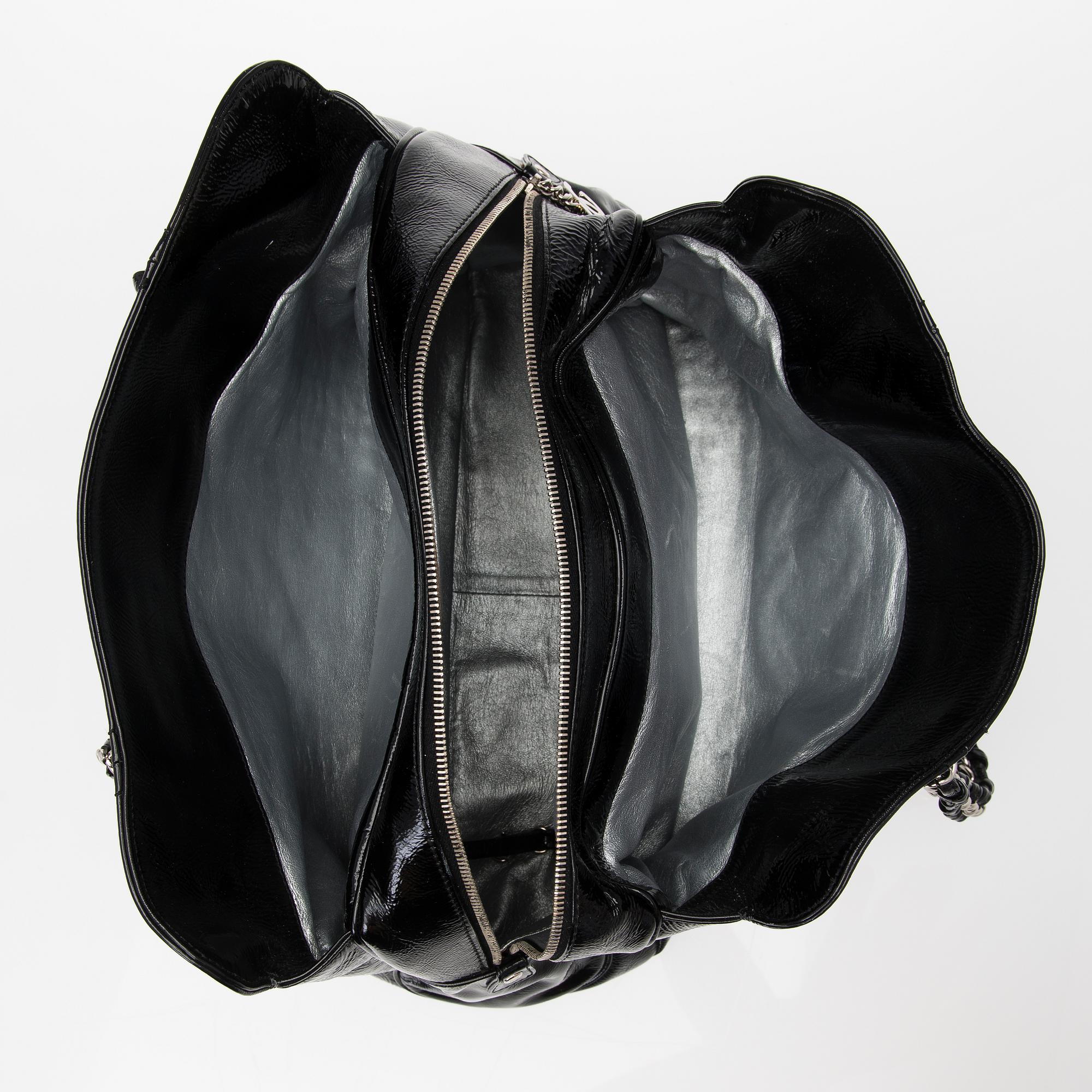 A Black Patent Leather Shopper.