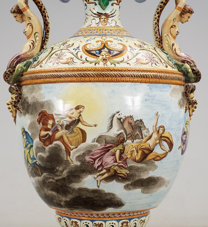 A large majolica 'Historismus' vase, late 19th Century.
