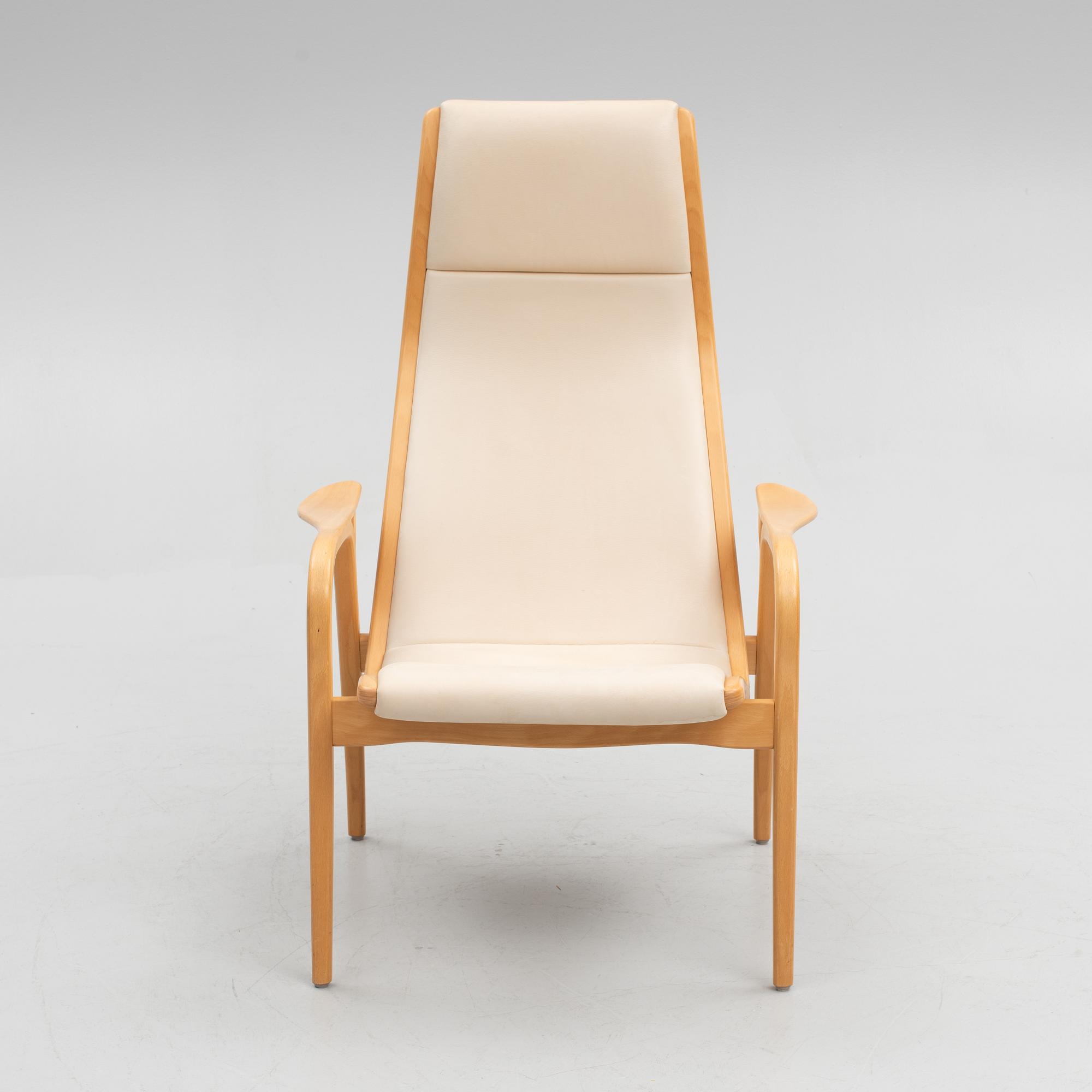 Yngve Ekström, fåtölj med fotpall, "Lamino", Swedese, tidigt 2000-tal.