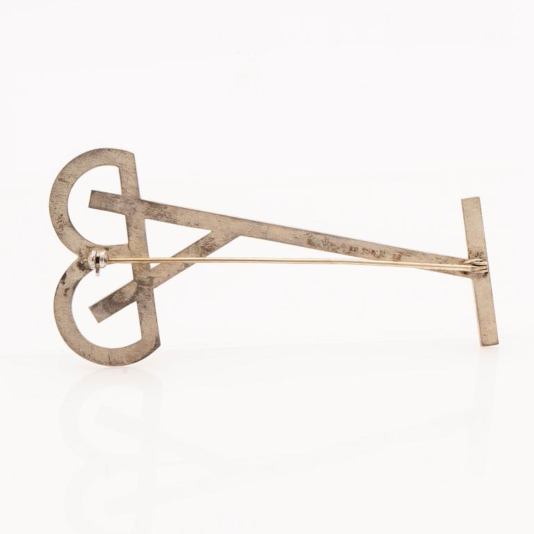 Wiwen Nilsson, monogram brooch, sterling silver, Lund, 1940.