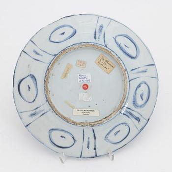 A blue and white dish, Ming dynasty, Wanli (1572-1620).