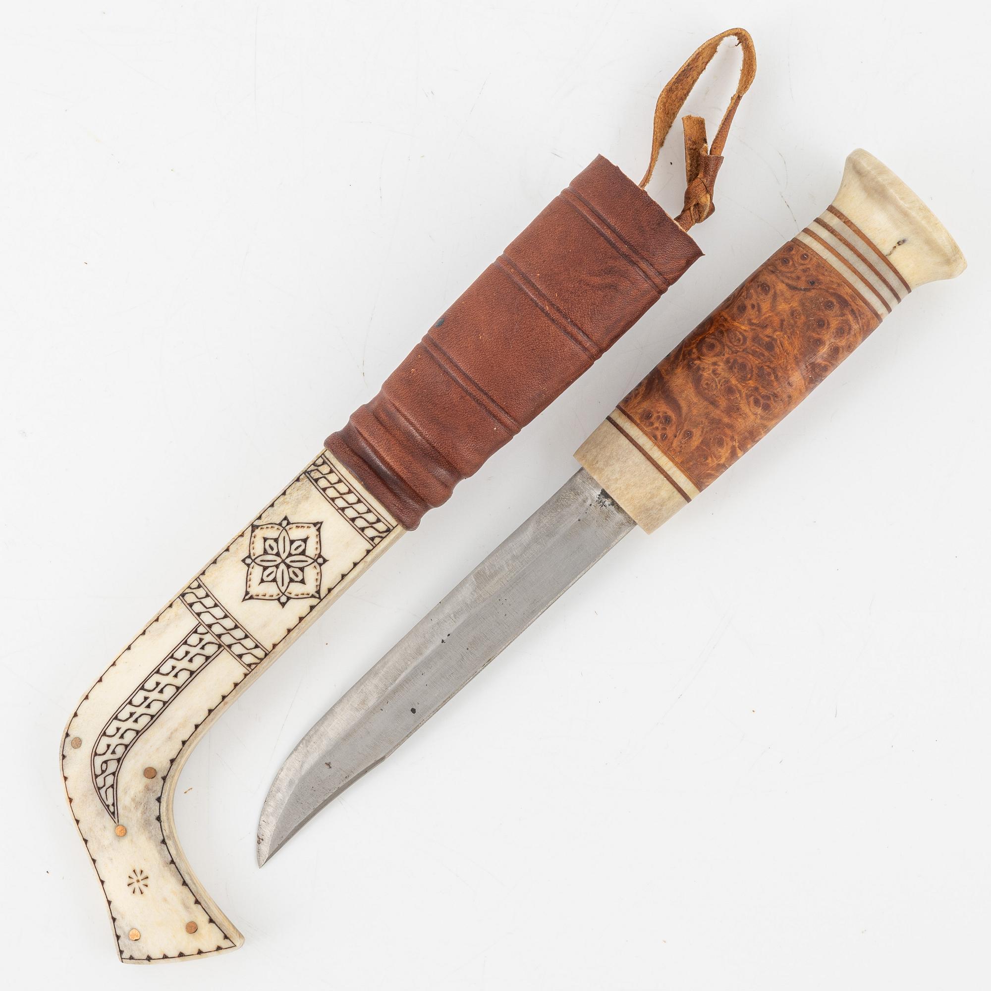 Andreas Poggats a reindeer horn knife, signed.