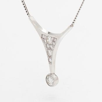 A 14K white gold necklace, brilliant-cut diamonds totalling approx 1.37 ct. Finnish import hallmarks 1988.