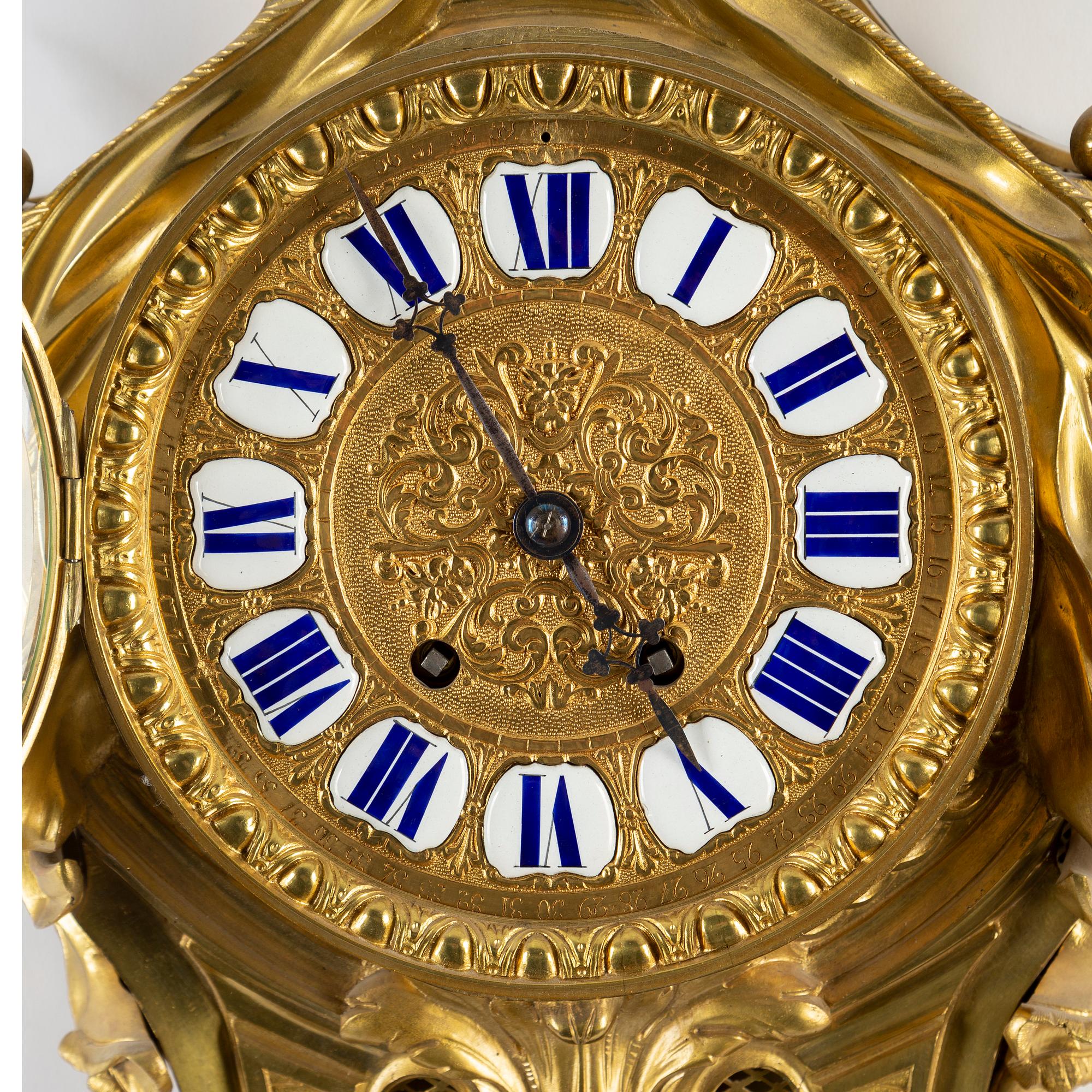 A French bronze wall clock, second half of the 19th century.