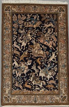 MATTA. Old Ghom, figural, med silkesinslag, ca 207x135.