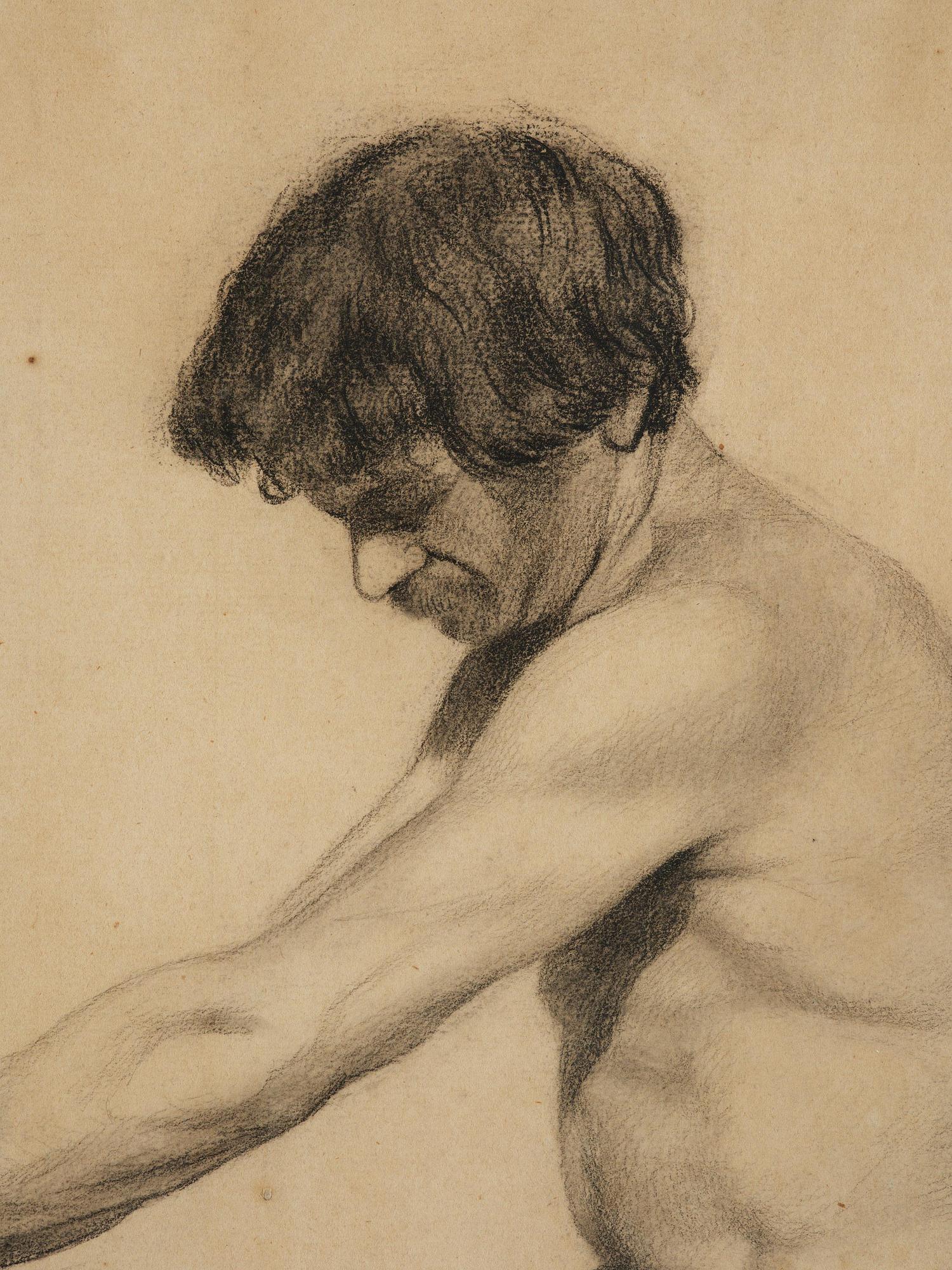 Berndt Lindholm, tillskriven, Tillskriven. Nakenstudie av manlig modell.