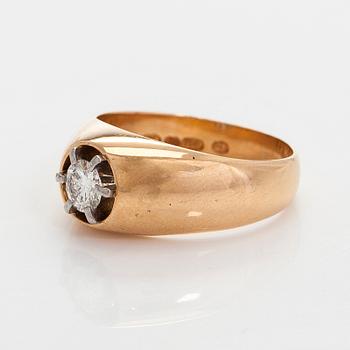 Sormus, briljanttihiottu timantti 0,40 ct, 18K kultaa, Westerback 1973.
