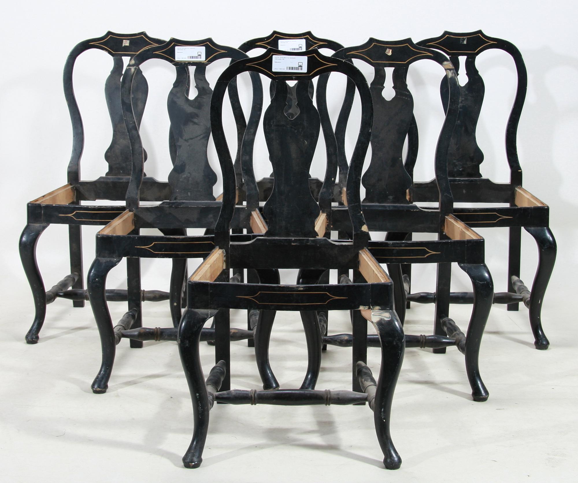 STOLAR, 6 st, rokokostil, 1900-talets mitt.