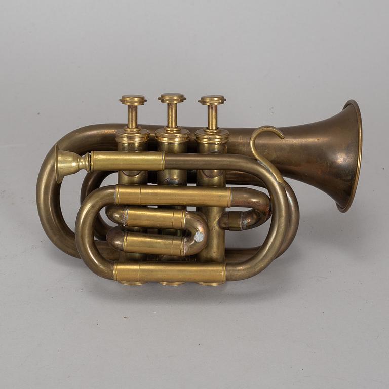 A brass "pocket trumpet", 20th century.