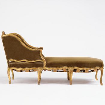 A French Louis Xv giltwood lit de repos, later part 18th century.