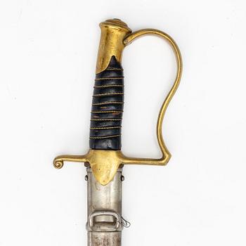 A Swedish artillery saber 1889 pattern with scabbard.