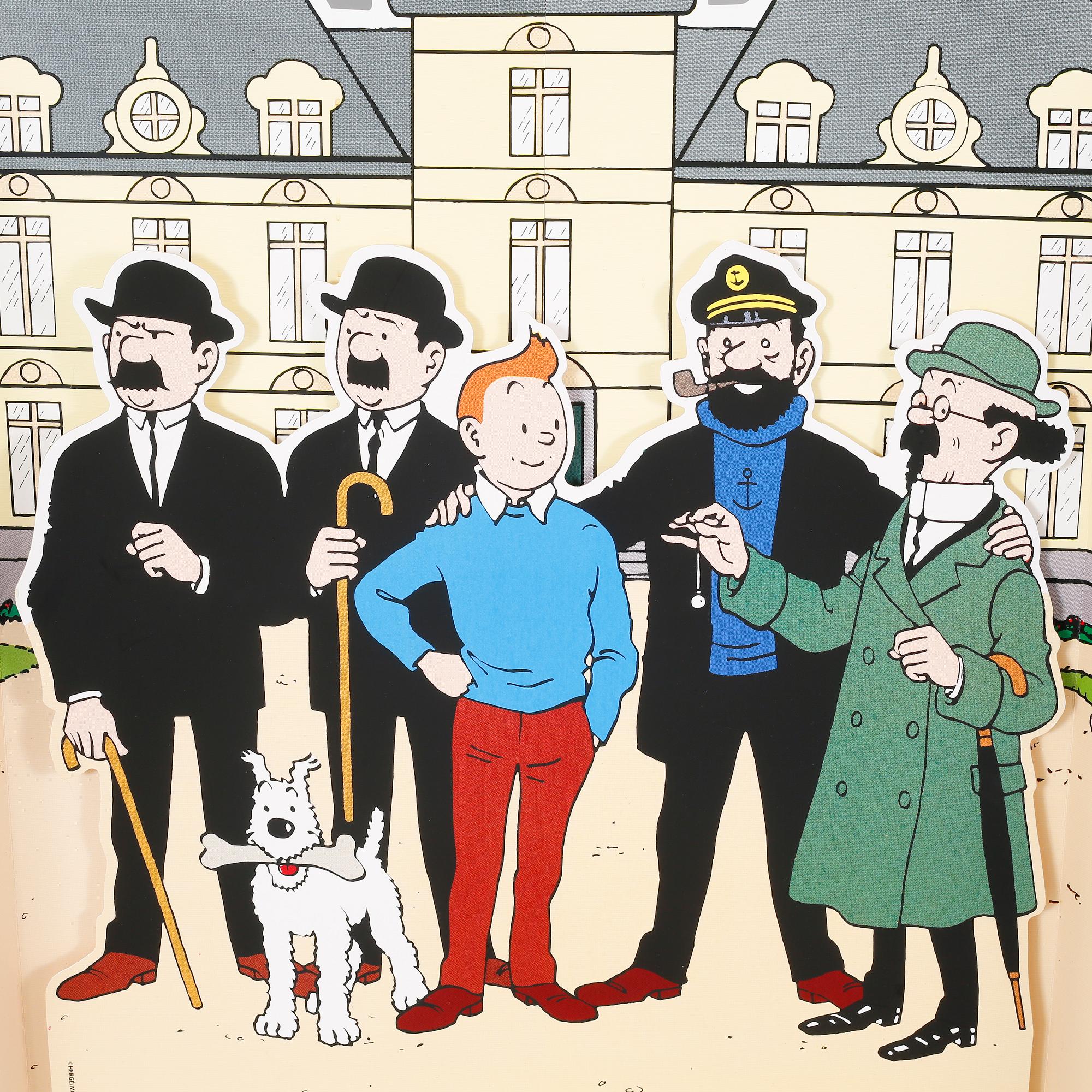 TIN TIN, parti, bl a affischer och figurer, 1900-talets andra hälft.