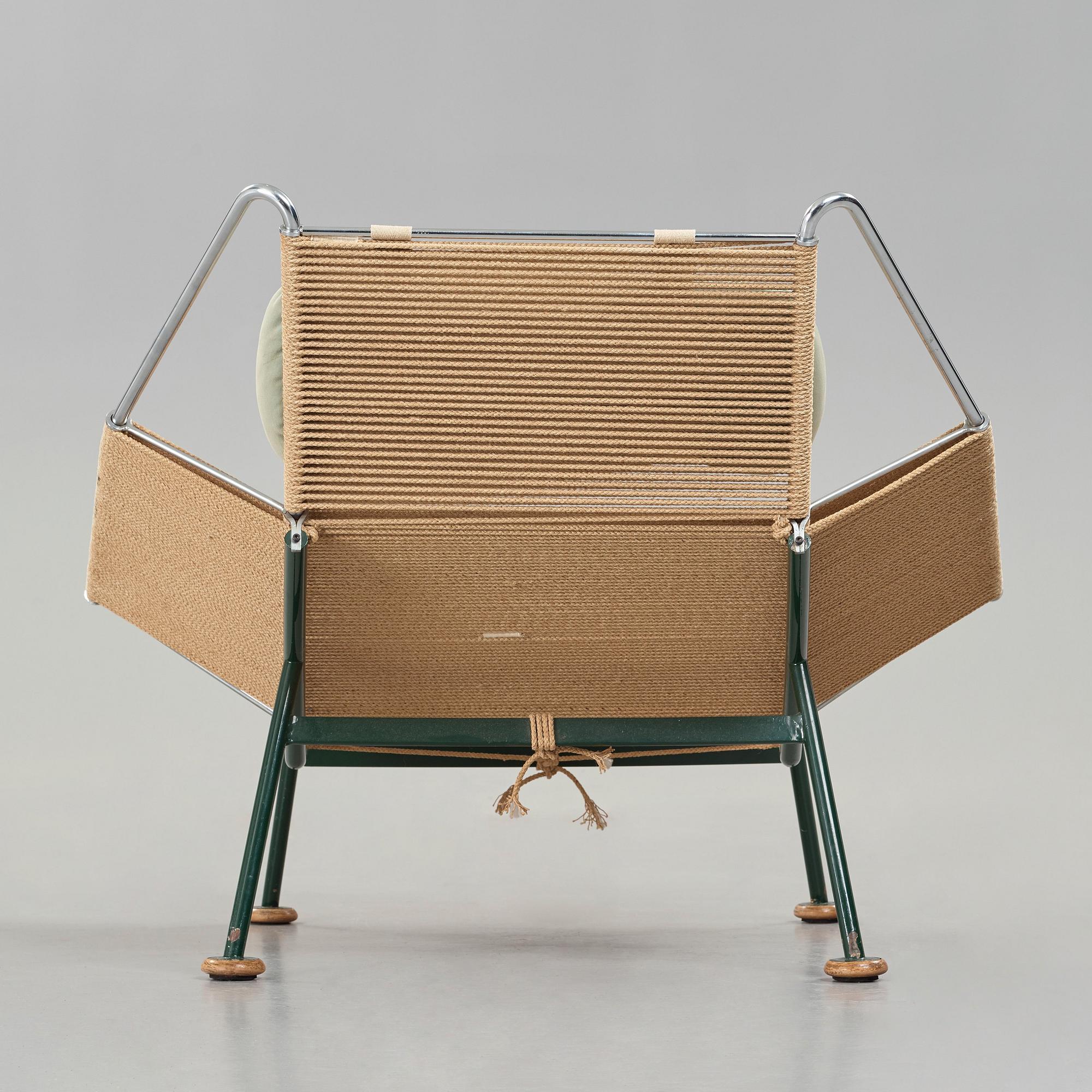 Hans J. Wegner, a 'Flag Halyard' easy chair, Getama, Denmark.