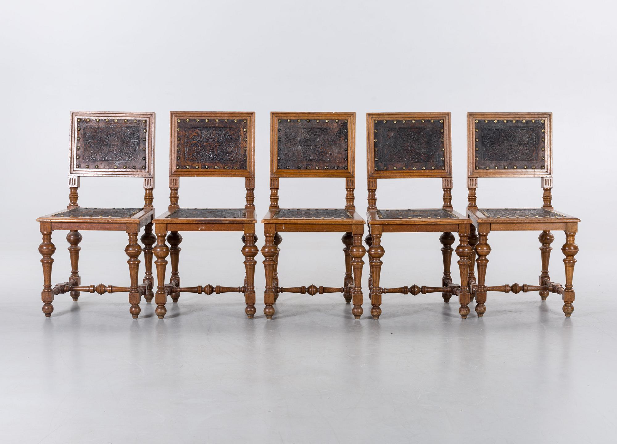 FIVE NEO BAROQUE CHAIRS, late 19th century.