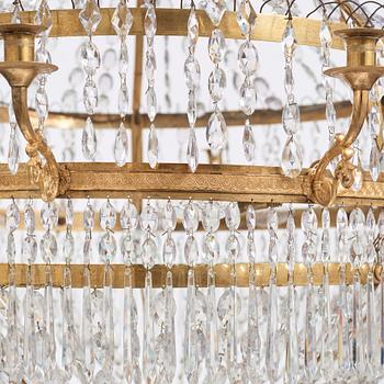 A Swedish Empire ten-light chandelier, early 19th century.